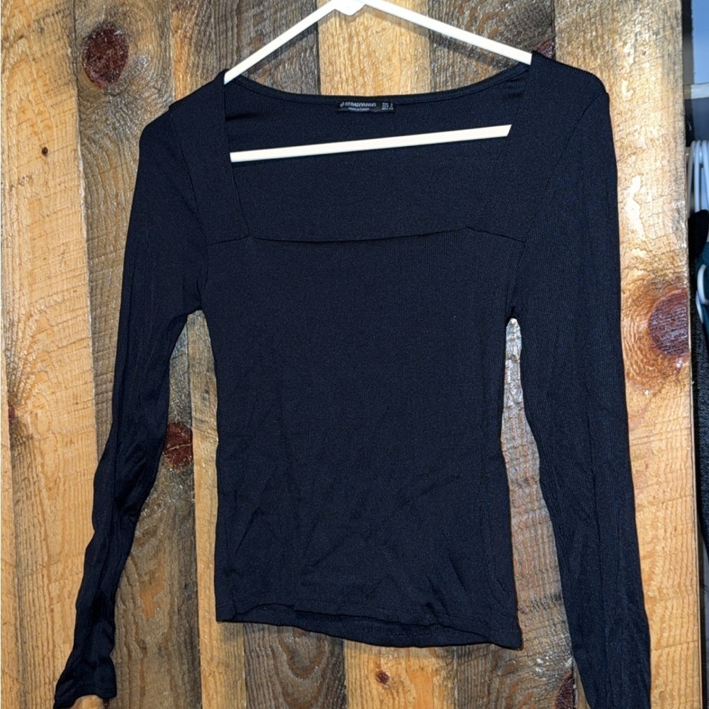 Stradivarius Classic Black Long Sleeve Top